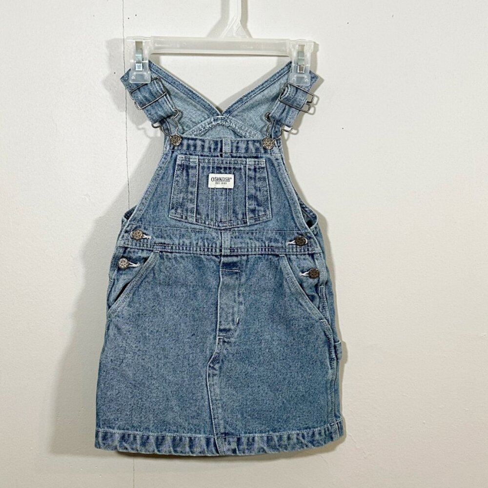Vintage 90s OshKosh B’Gosh Denim Overall Jumper Dress Toddler Size 4/4T